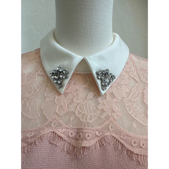 Karl Lagerfeld Paris Blush Pink Lace trim Collar Dress – Size 4 - Picture 2 of 8